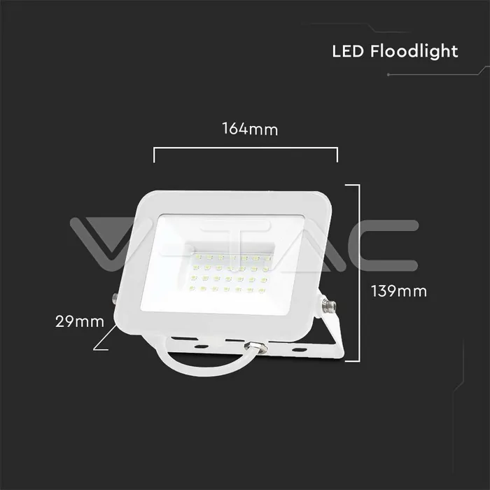 V-TAC VT-10023 30W LED Прожектор SAMSUNG Чип PRO-S Бяло Тяло 3000К