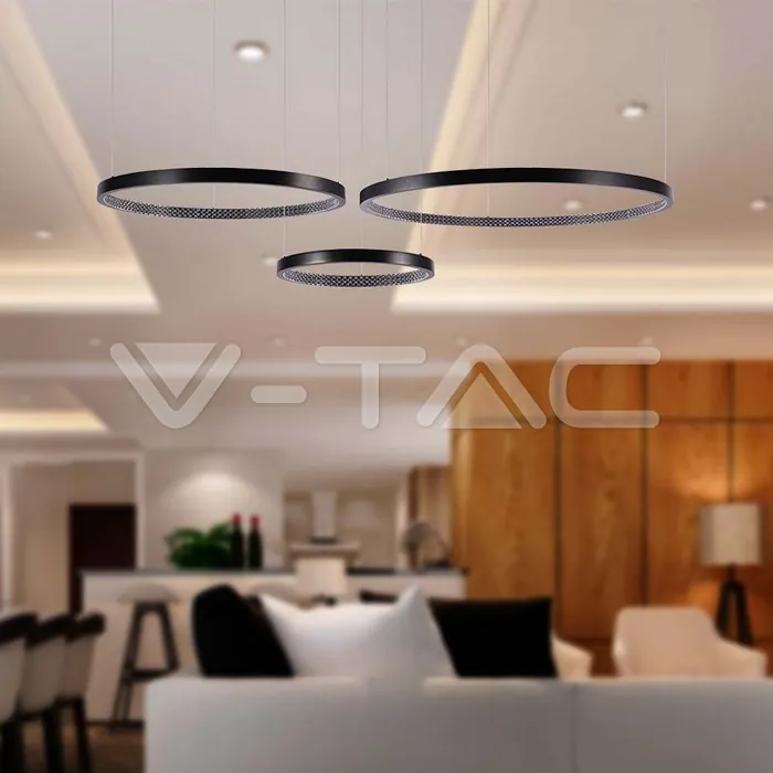 V-TAC VT-10053 LED Осветител 57W Висящ Кристал Черен 4000К