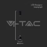 V-TAC VT-10078 9W LED Висяща Лампа (10*10*100см) Черно 3000K