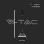 V-TAC VT-10081 9W LED Висяща Лампа (19.5*17.5*100CM) Черно 4000K