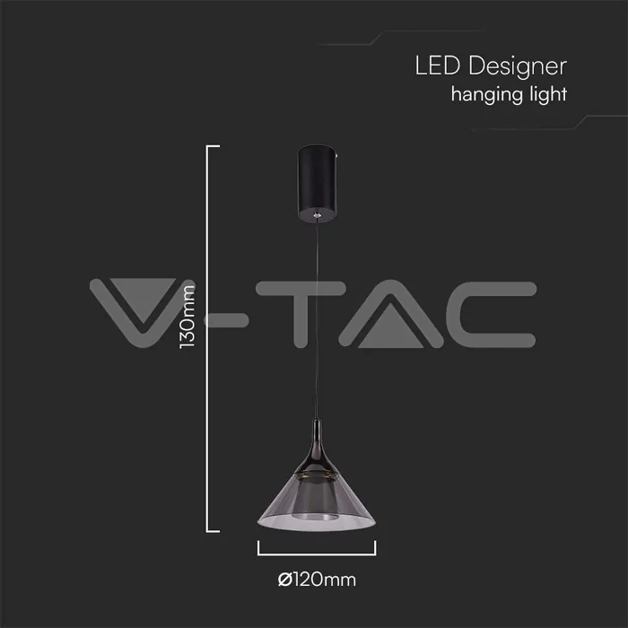 V-TAC VT-10081 9W LED Висяща Лампа (19.5*17.5*100CM) Черно 4000K