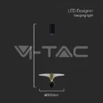 V-TAC VT-10085 9W LED Висяща Лампа (30*320*100CM) Черно+Златно Тяло 3000K
