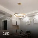 V-TAC VT-10090 LED Осветител 32W Висящ (43*100) 3000К Бяло Тяло С Дърво