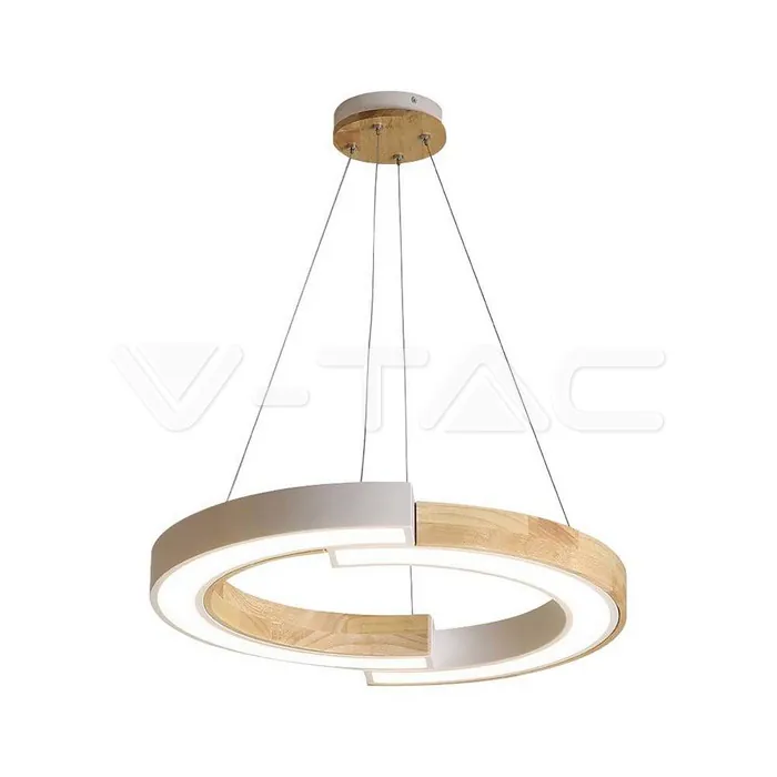 V-TAC VT-10090 LED Осветител 32W Висящ (43*100) 3000К Бяло Тяло С Дърво
