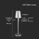 V-TAC VT-10187 3W Презаредима Настолна Лампа Сива 3000K