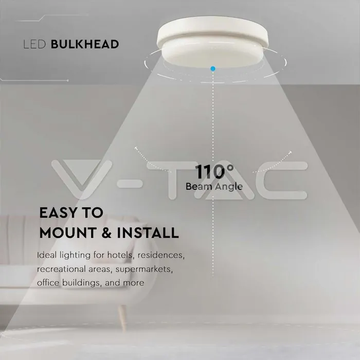 V-TAC VT-10195 12W LED Плафон Преграда 3000K