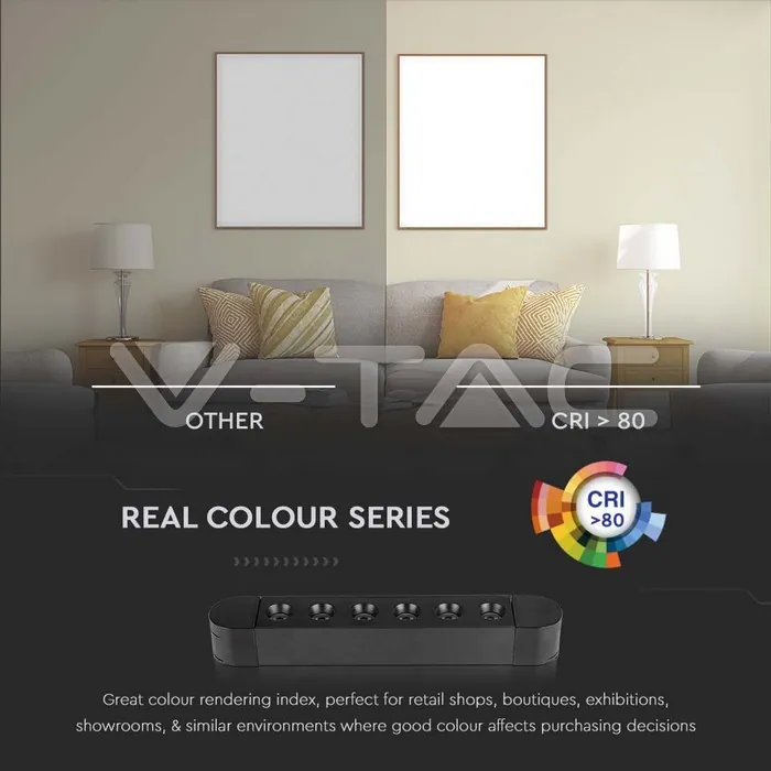 V-TAC VT-10234 5W LED Магнитен Линеен Спот 3000K Черно Тяло