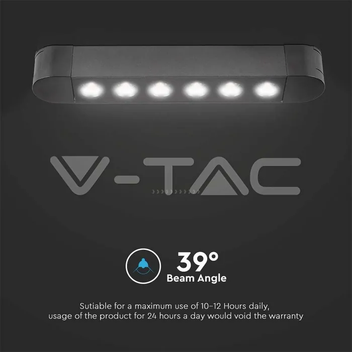 V-TAC VT-10234 5W LED Магнитен Линеен Спот 3000K Черно Тяло