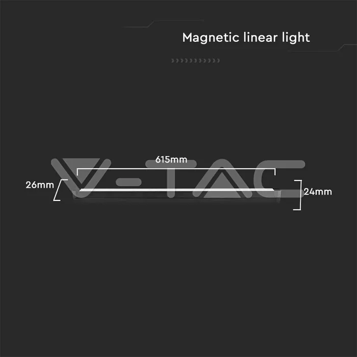 V-TAC VT-10249 22W LED Магнитен Линеен Осветител 3000K Черно Тяло