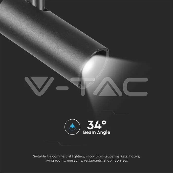 V-TAC VT-10253 10W LED Магнитен Осветител Прожектор 6400K Черно Тяло