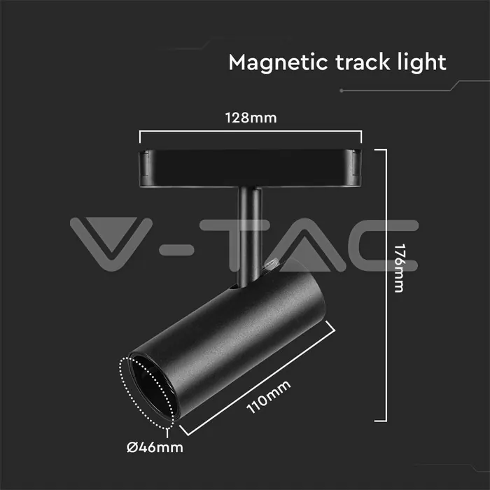 V-TAC VT-10253 10W LED Магнитен Осветител Прожектор 6400K Черно Тяло
