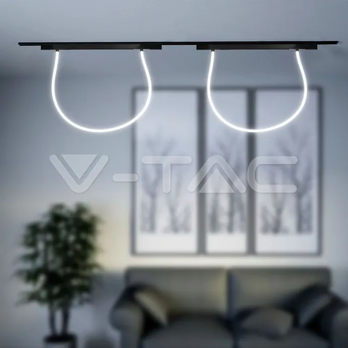 V-TAC VT-10276 24W LED Smart Магнитен Релсов Усветител Гъвкав 2M CCT: 3IN1 Димиращ Черно Тяло