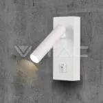 V-TAC VT-10289 2W LED Стенен Аплик Хотел Квадрат 4000K Бяло Тяло