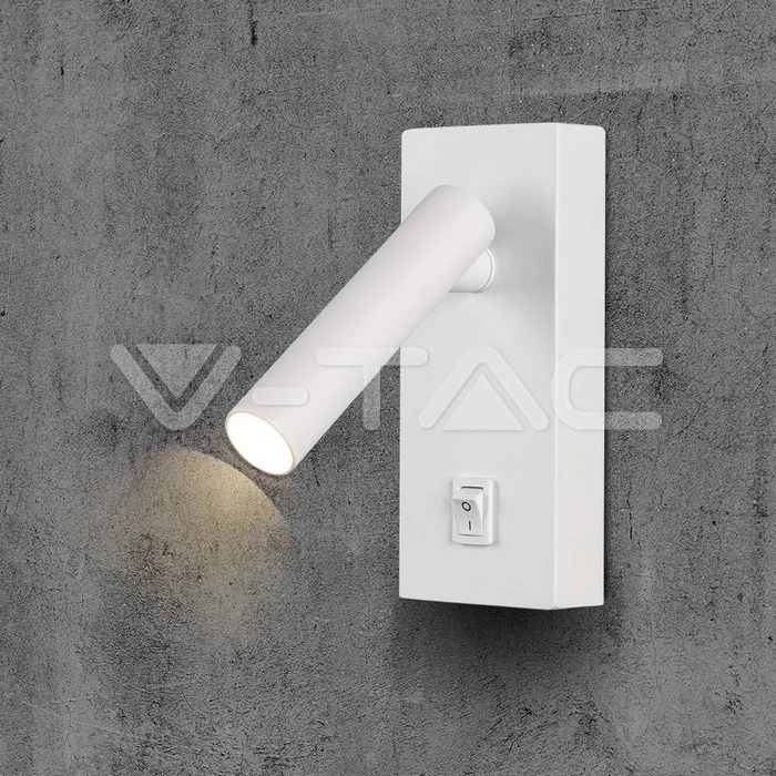 V-TAC VT-10289 2W LED Стенен Аплик Хотел Квадрат 4000K Бяло Тяло