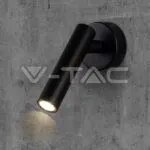 V-TAC VT-10291 2W LED Стенен Аплик Хотел Кръг 4000K Черно Тяло