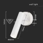 V-TAC VT-10292 2W LED Стенен Аплик Хотел Кръг 3000K Бяло Тяло