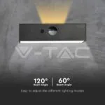 V-TAC VT-10305 3W LED Соларна Стенна Лампа със Сензор 4000K+3000K Черна