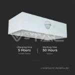 V-TAC VT-10306 3W LED Соларна Стенна Лампа със Сензор 4000K+3000K Бяла