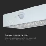 V-TAC VT-10306 3W LED Соларна Стенна Лампа със Сензор 4000K+3000K Бяла