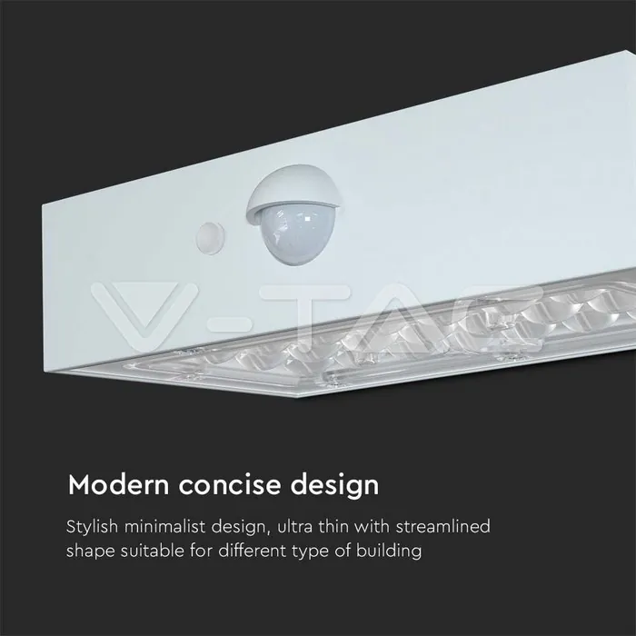 V-TAC VT-10306 3W LED Соларна Стенна Лампа със Сензор 4000K+3000K Бяла