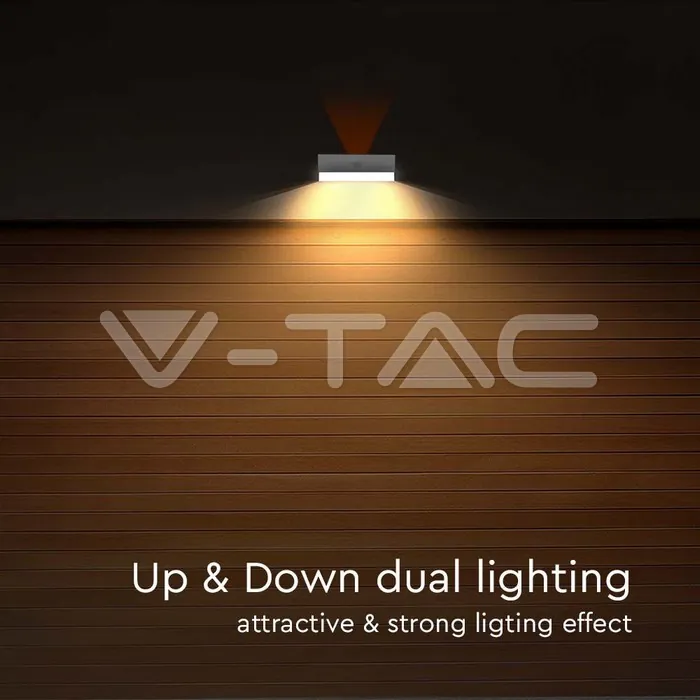 V-TAC VT-10306 3W LED Соларна Стенна Лампа със Сензор 4000K+3000K Бяла