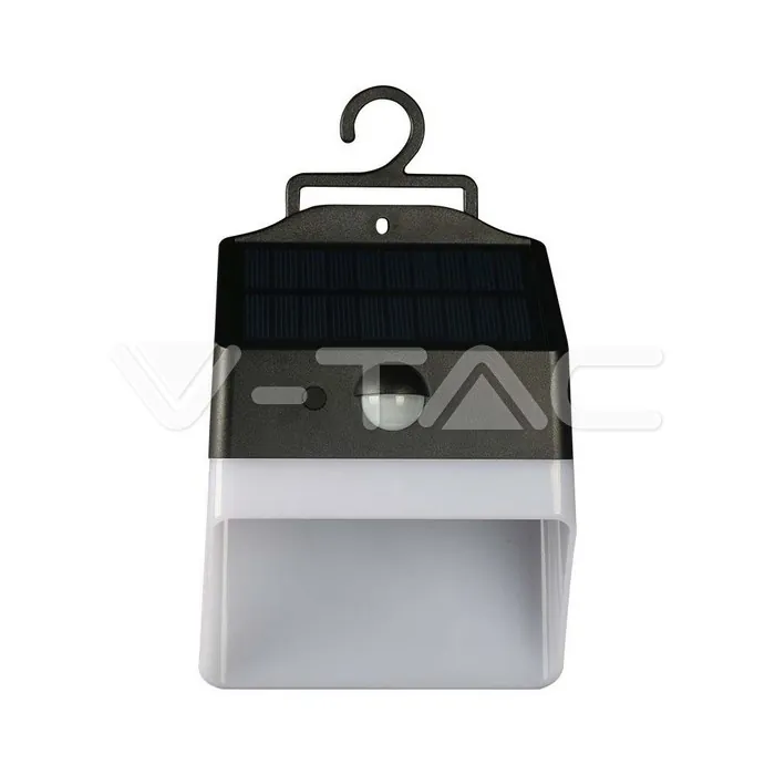 V-TAC VT-10309 2W LED Соларна Стенна Лампа със Сензор 4000K Черно-Бяла