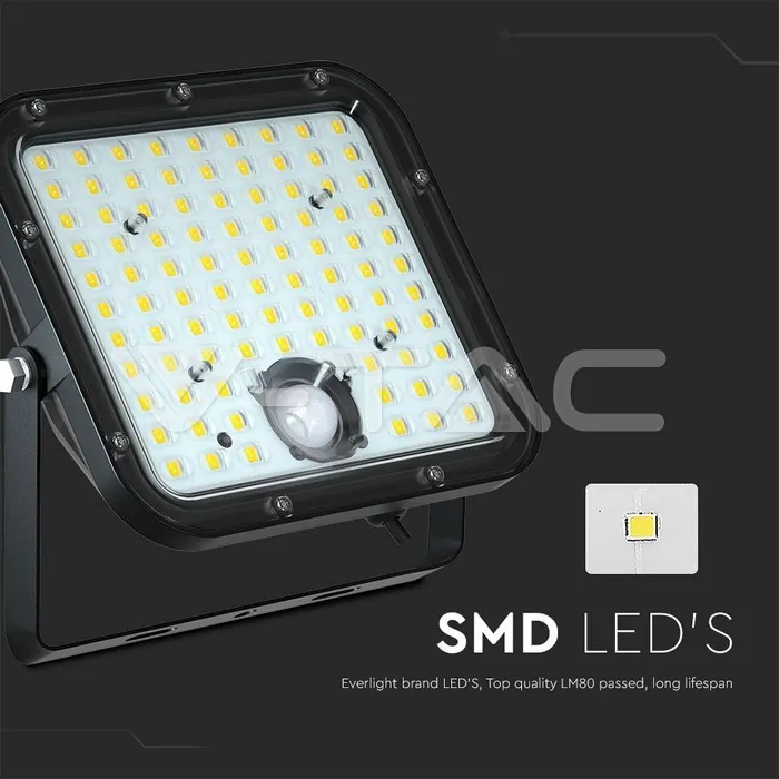 V-TAC VT-10310 30W LED Соларен Прожектор LiFePo Батерия 3.7V Черен 4000K