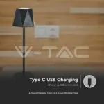 V-TAC VT-10330 1.5W LED Настолна Лампа Черна 3in1