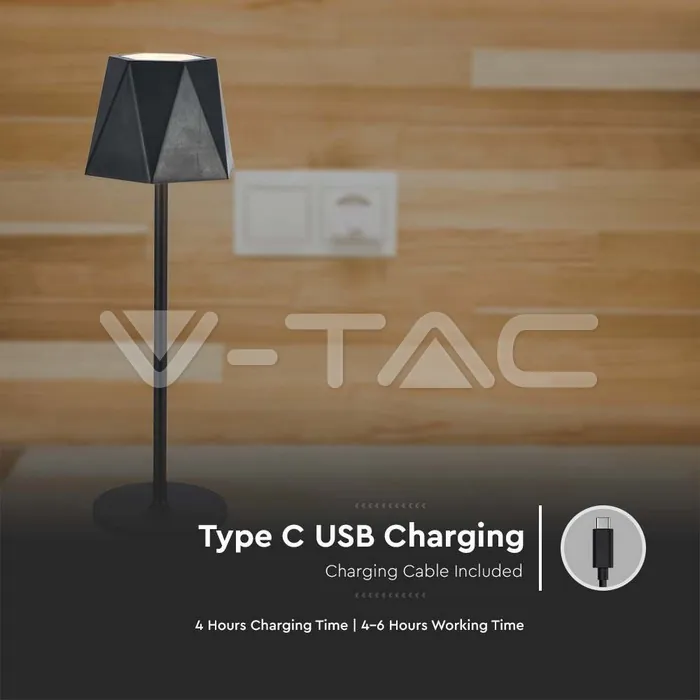 V-TAC VT-10330 1.5W LED Настолна Лампа Черна 3in1