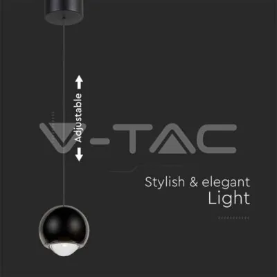 V-TAC VT-10341 5W LED Висяща Лампа Черно Тяло 3000K