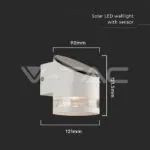 V-TAC VT-10395 1W LED Соларна Стенна Лампа SMD Бяло Тяло IP44 3000K