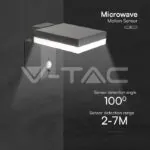 V-TAC VT-10402 5.5W LED Соларна Стенна Черна PIR Сензор Квадрат 3000K IP44