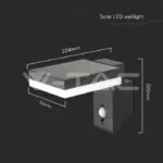 V-TAC VT-10402 5.5W LED Соларна Стенна Черна PIR Сензор Квадрат 3000K IP44