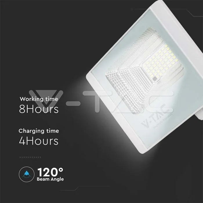 V-TAC VT-10408 20W LED Соларен Прожектор 4000К Бяло Тяло