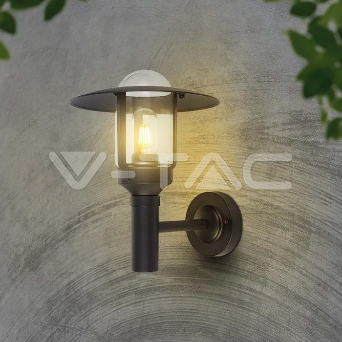 V-TAC VT-10422 E27 Стенен Аплик Черен Цилиндър Шапка Стъкло IP44