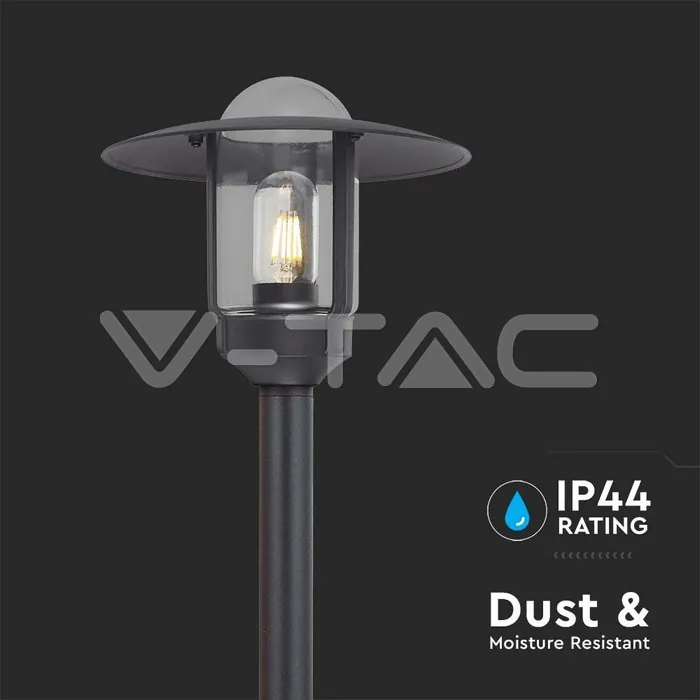 V-TAC VT-10423 E27 Наземна Лампа Черна Шапка Стъкло IP44 980mm
