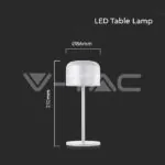 V-TAC VT-10449 LED Настолна Лампа 2200mAH Батерия D86*H210mm Черно Тяло IP54 3000K+6000K