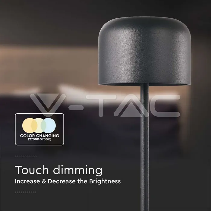V-TAC VT-10450 LED Настолна Лампа 2200mAH Батерия D86*H210mm Бяло Тяло IP54 3000K+6000K