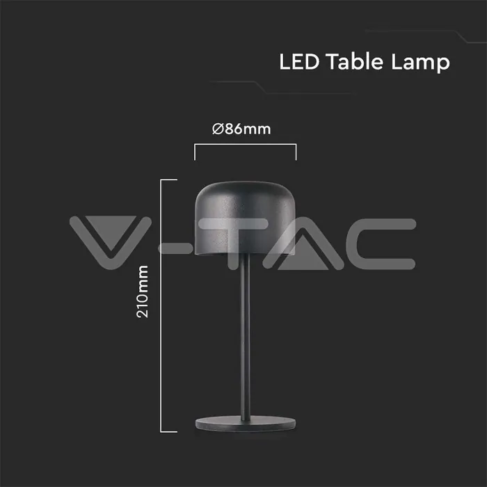 V-TAC VT-10450 LED Настолна Лампа 2200mAH Батерия D86*H210mm Бяло Тяло IP54 3000K+6000K