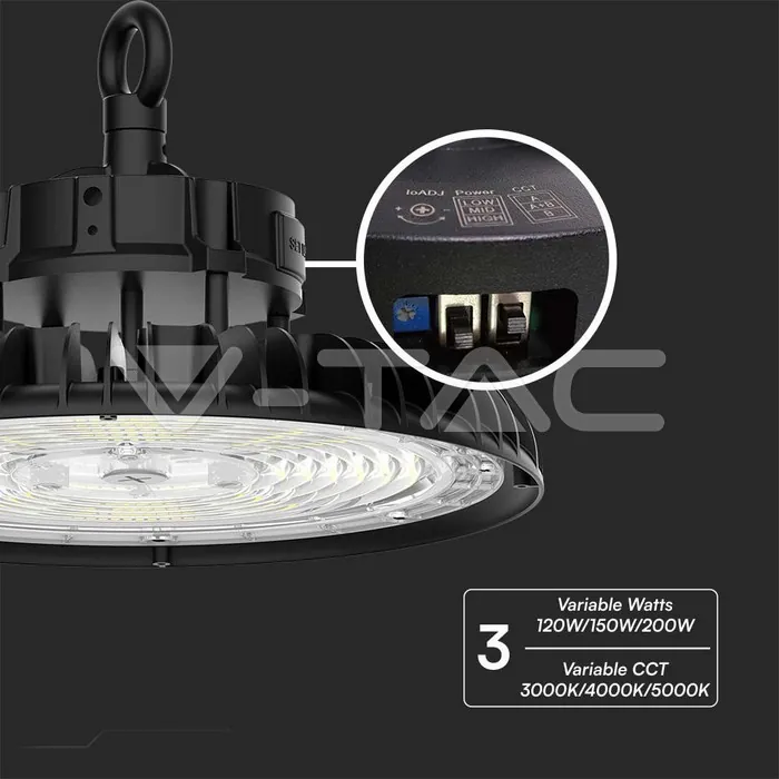 V-TAC VT-10467 120W/150W/200W LED Камбана 3в1 3000K;4000K;5000K UFO 160lm/W