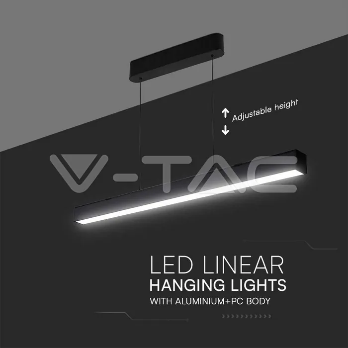 V-TAC VT-10468 40W LED Linear Hanging Suspension Light : Up & Down System 3IN1 Black Body