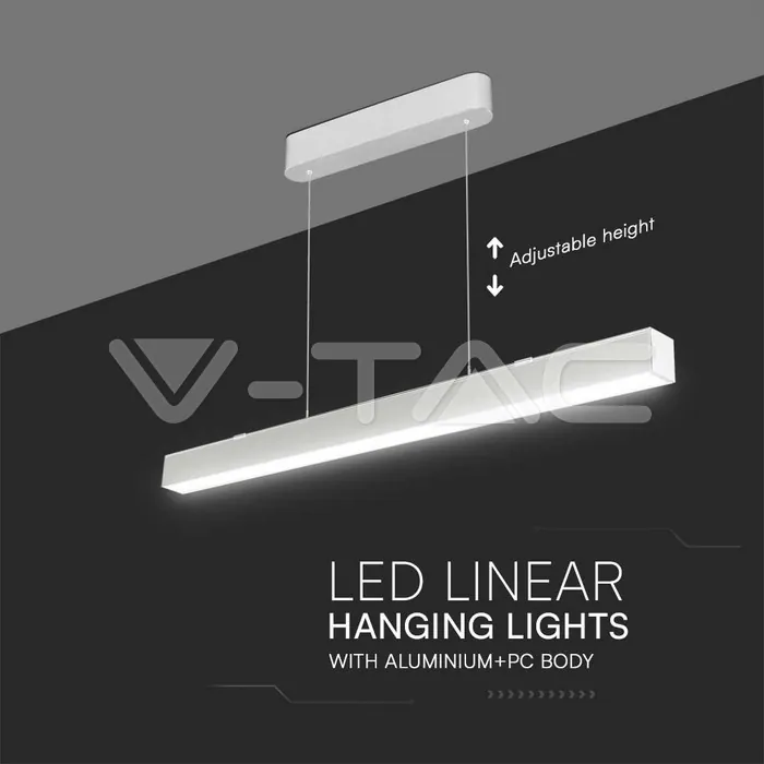 V-TAC VT-10469 40W LED Linear Hanging Suspension Light : Up & Down System 3IN1 White Body