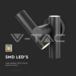 V-TAC VT-23049 2x2.6W Стенен Спот Черен 4000К IP44