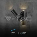 V-TAC VT-23049 2x2.6W Стенен Спот Черен 4000К IP44