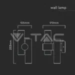 V-TAC VT-23049 2x2.6W Стенен Спот Черен 4000К IP44