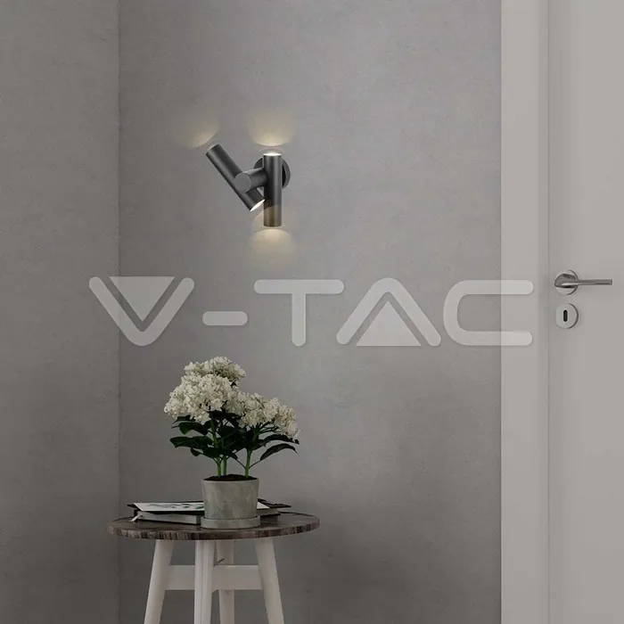 V-TAC VT-23049 2x2.6W Стенен Спот Черен 4000К IP44