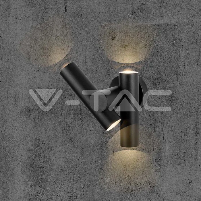 V-TAC VT-23049 2x2.6W Стенен Спот Черен 4000К IP44