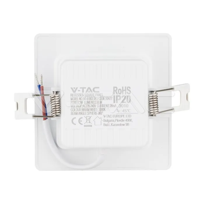 V-TAC VT-10477 3W LED Backlit Панел Квадрат 3000К
