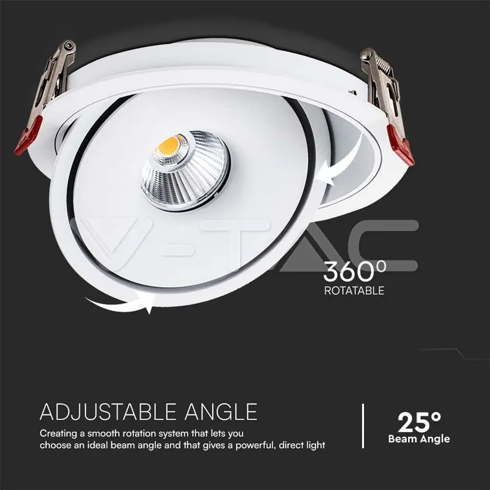 V-TAC VT-10579 12W LED COB Луна 3 в 1 Бяло Тяло