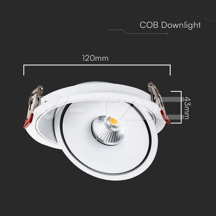 V-TAC VT-10579 12W LED COB Луна 3 в 1 Бяло Тяло